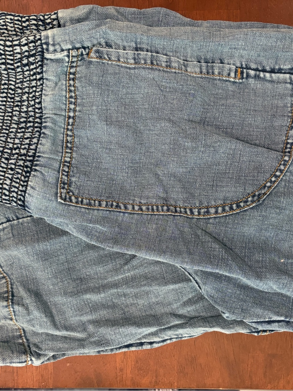 Smocked Waist Denim Pants - Anthropologie Pilcro Reese - Picture 2 of 3
